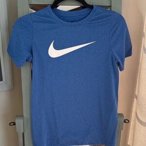 The Nike Tee Heathered Blue with White Swoosh